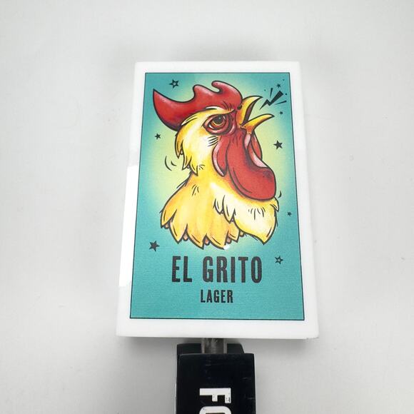 Four Corners Brewing Co Beer Tap Handle 8.5" EL GRITO Lager Rooster - Picture 2 of 7